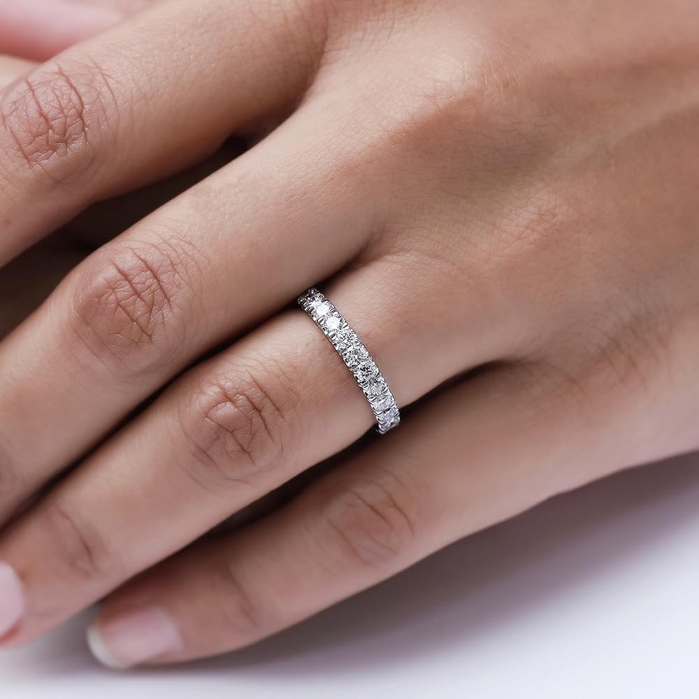 0.50 CT Round Lab-Created Diamond Wedding Band White Gold Plated 925