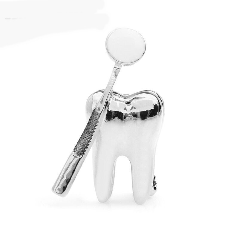 Dental Mirror Brooch Doctors Dentist Badge Uniform Brooches Pins Women’s Jewelry