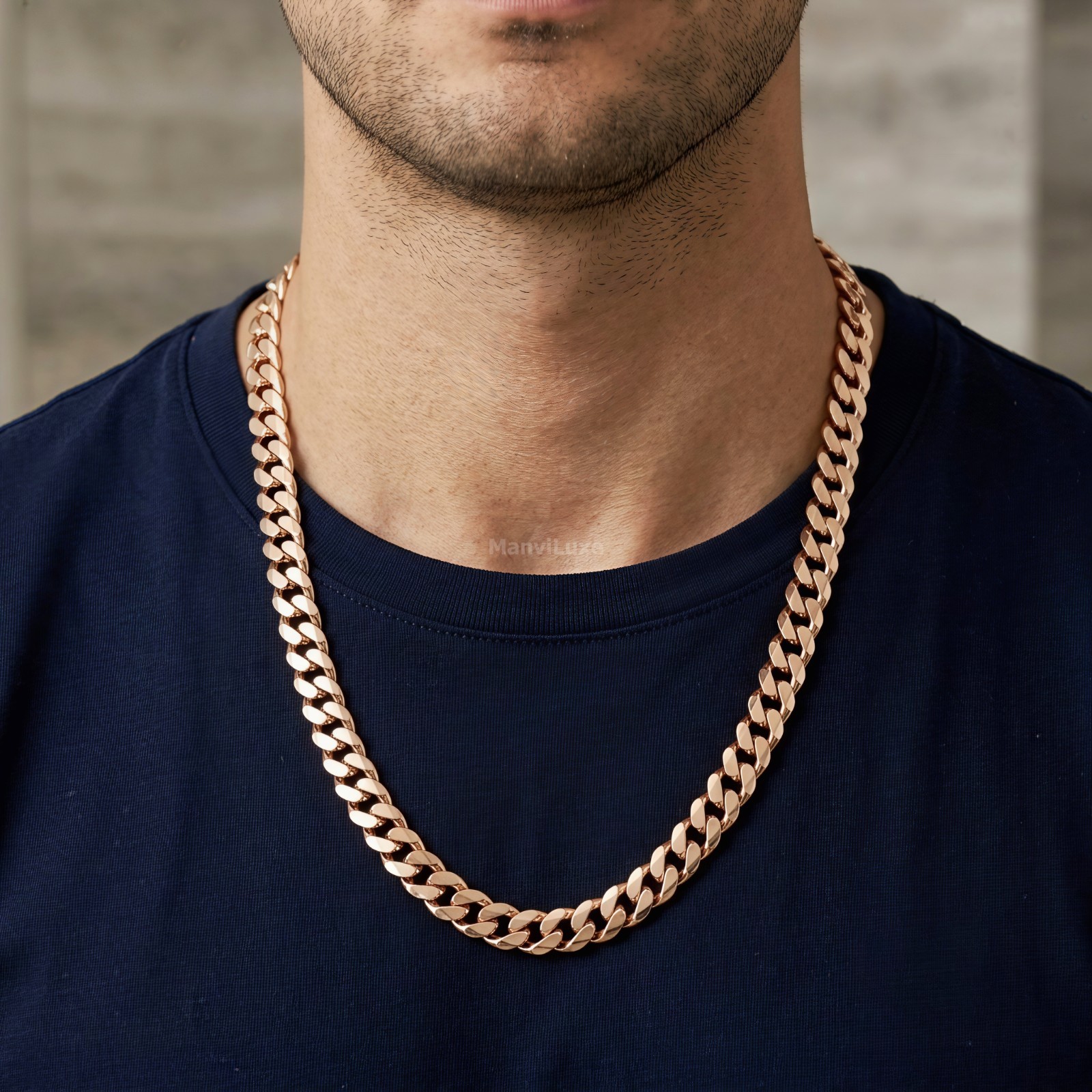 20″ Premium Pure Copper Heavy Cuban Curb Chain |High Glossy Design Necklace
