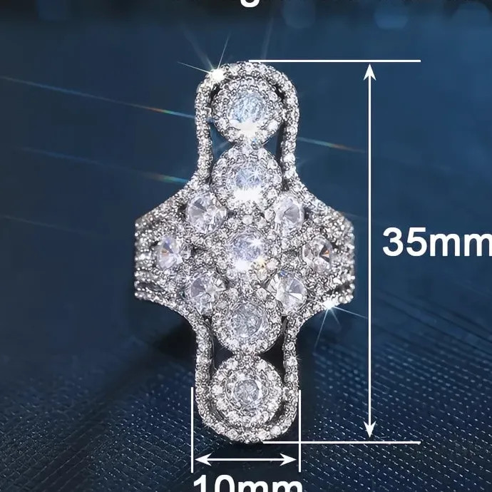 Geometric Women’s Cocktail Ring Brass Cubic Zirconia Wedding Jewelry