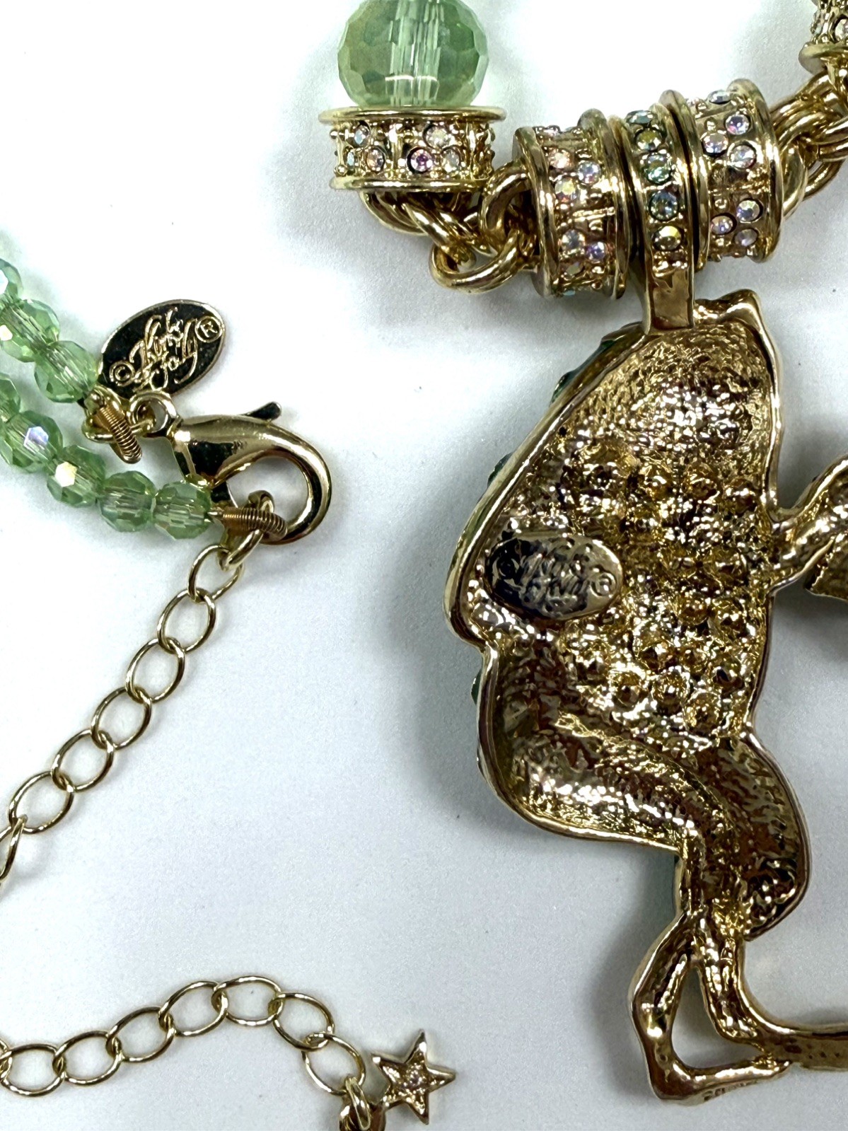 Kirks Folly Whimsical Frog Enhancer With Green Crystals And Magnetic Chain