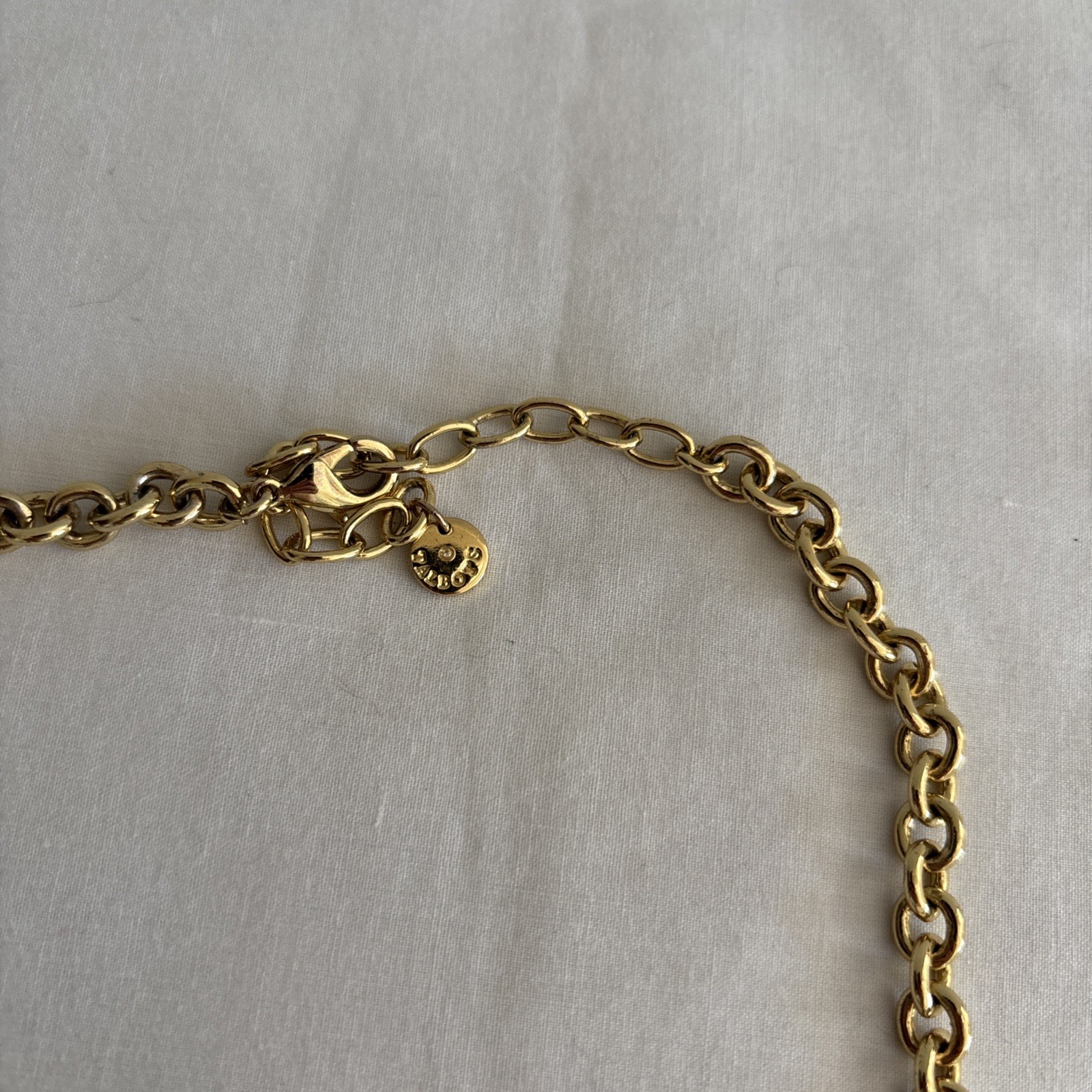NEW Talbots Dark & Light Blue Glass Beaded 20” Necklace Gold Tone Chain