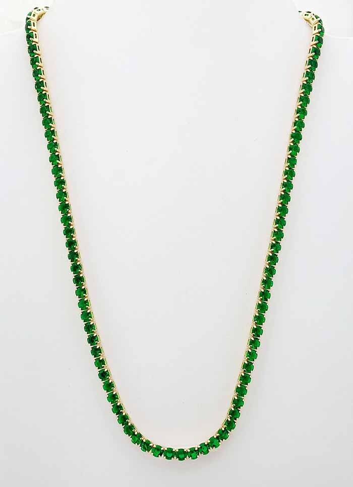 LAB CREATED 34.65 Cts EMERALD NECKLACE 14K YELLOW GOLD PLATED – New With Tag