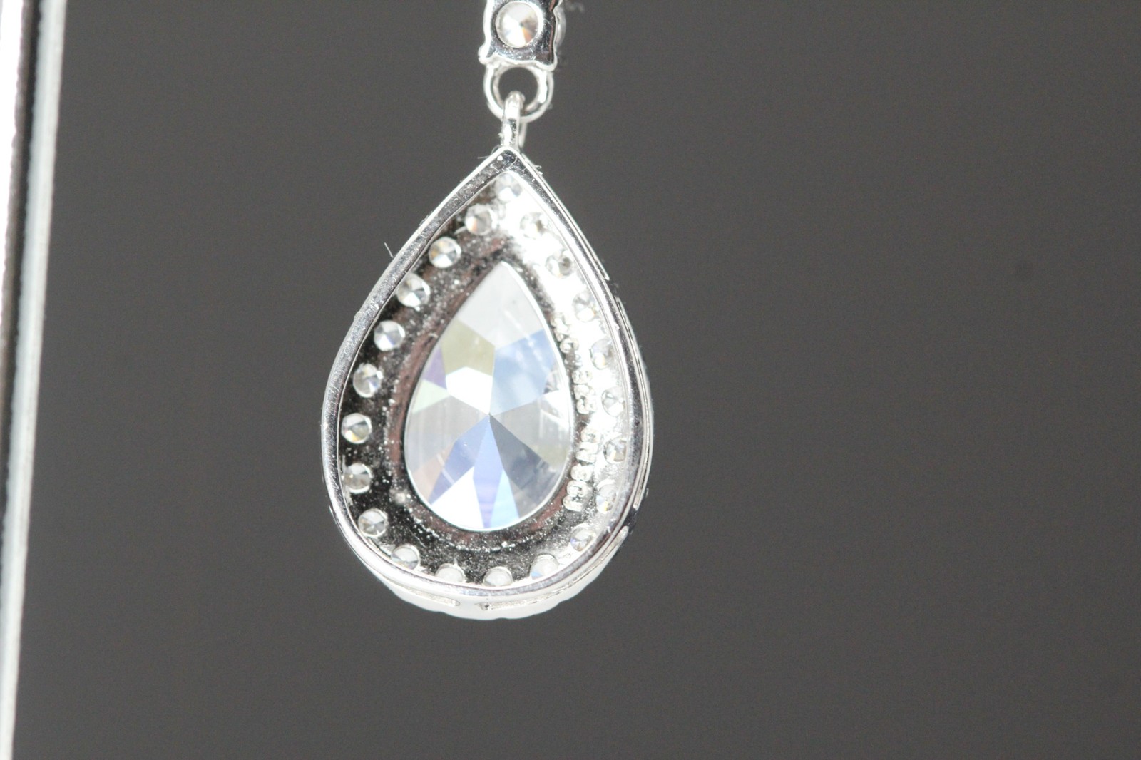 Cubic Zirconia Sterling Silver 925 Tear Drop Danlge Earrings 6.6 grams (EAR5948)