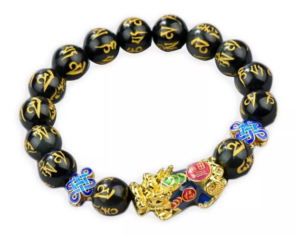 Feng Shui Obsidian Pixiu Wealth And Luck Bracelet for Women & Men,Chinese Knot