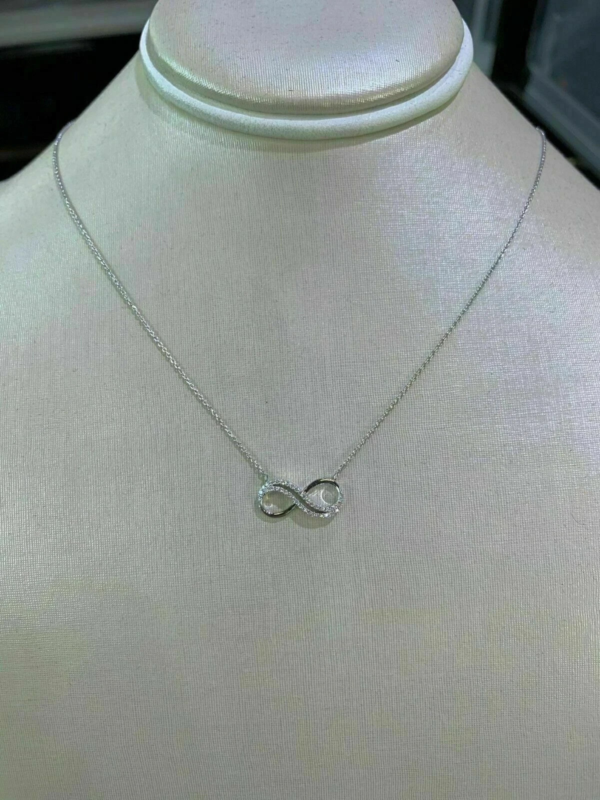 1Ct Round Cut Simulated Diamond Infinity Pendant Necklace 14k White Gold Plated