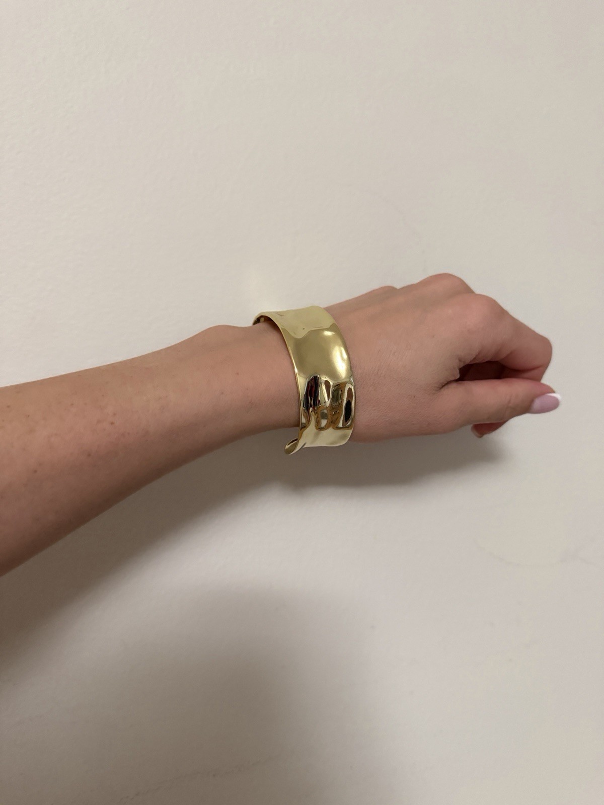 Gold Sculpted Wave Cuff Bracelet for Women