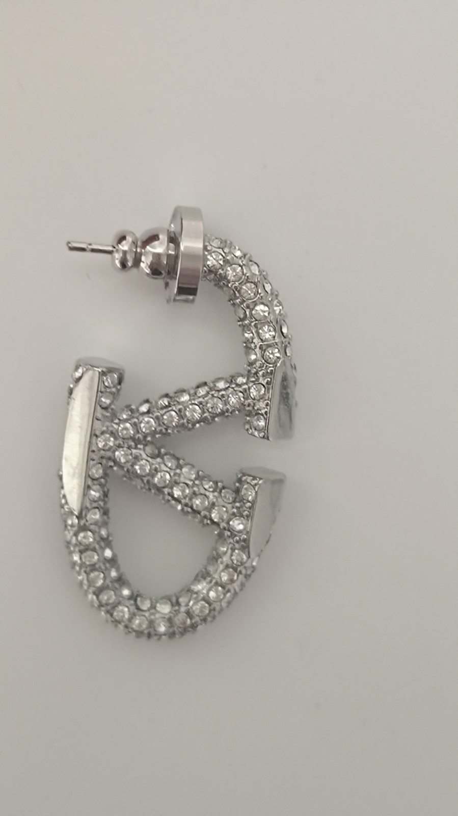 Valentino Garavani VLogo Signature metal Silver crystal Earrings