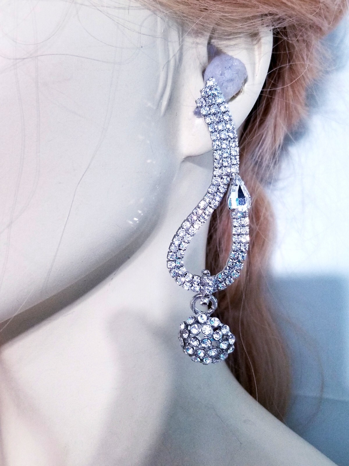 Bridesmaid Drop Dangle Chandelier Earrings 3.9 in Clear Rhinestone Pageant Prom