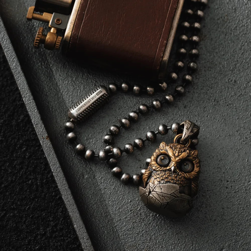 Owl Fidget Pendant for Necklace Owl Winking Pendant Jewelry Charm for Men Women