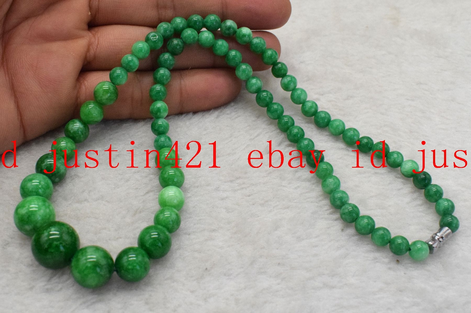 Pretty 6-14mm Natural Green Jadeite Jade Round Gemstone Necklace 18” AAA