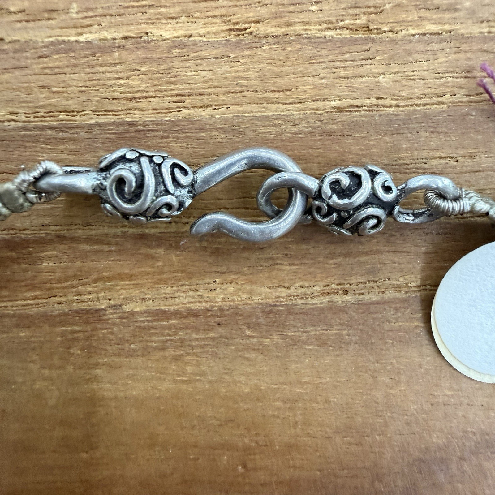Beaded Ball Necklace Blue Trapezoid Charm Pendant, Hook Closure, 16 in