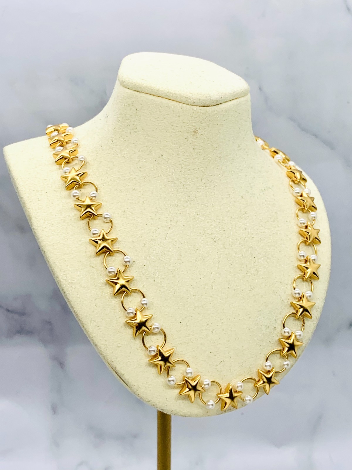 YSL YVES SAINT LAURENT Vintage Star Pearl Necklace – Pre owned / LD4639