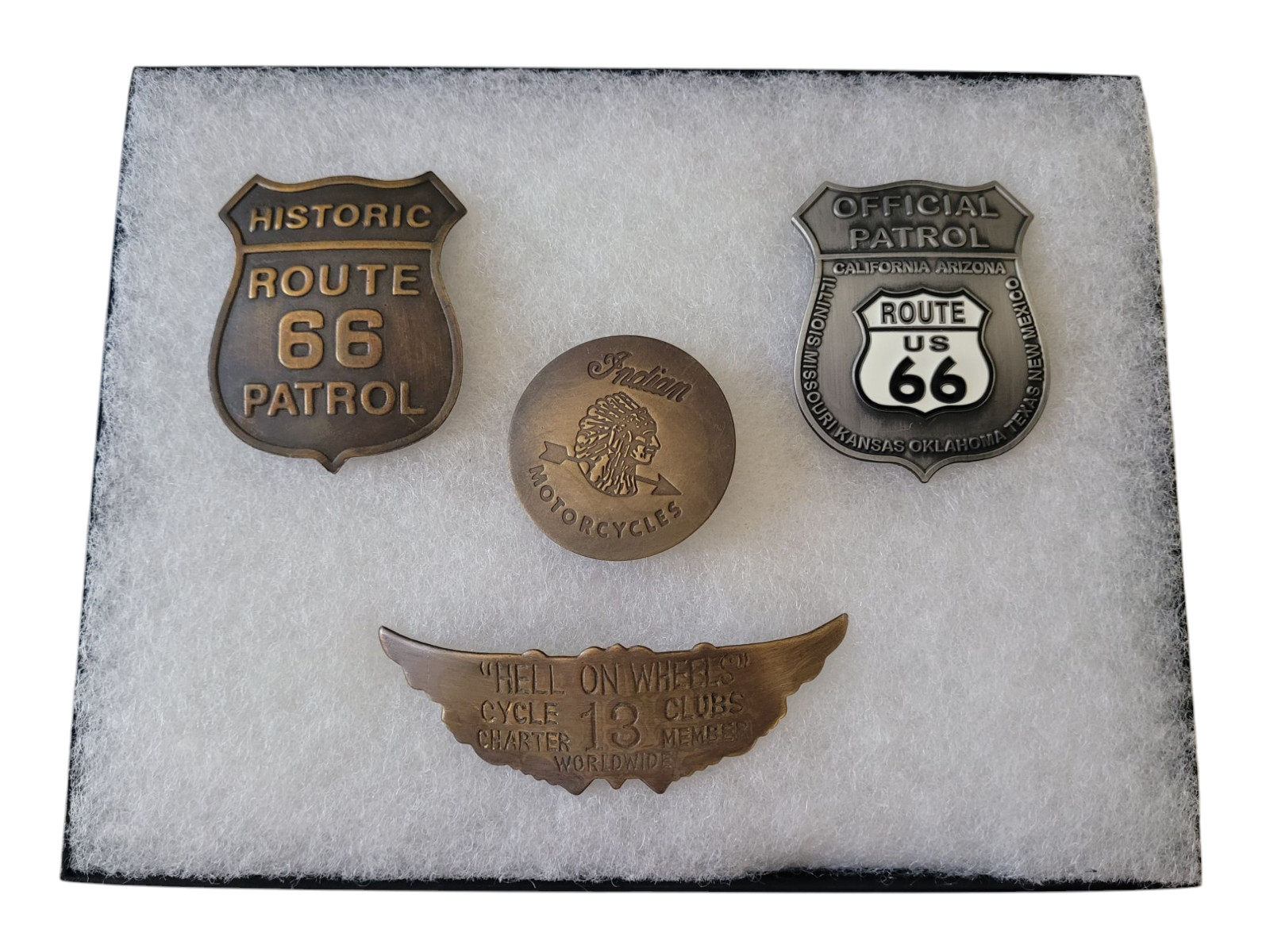 Collectable Biker Badge Set Rider Badge Pin Gift Set Route 66 Indian Motorcycles