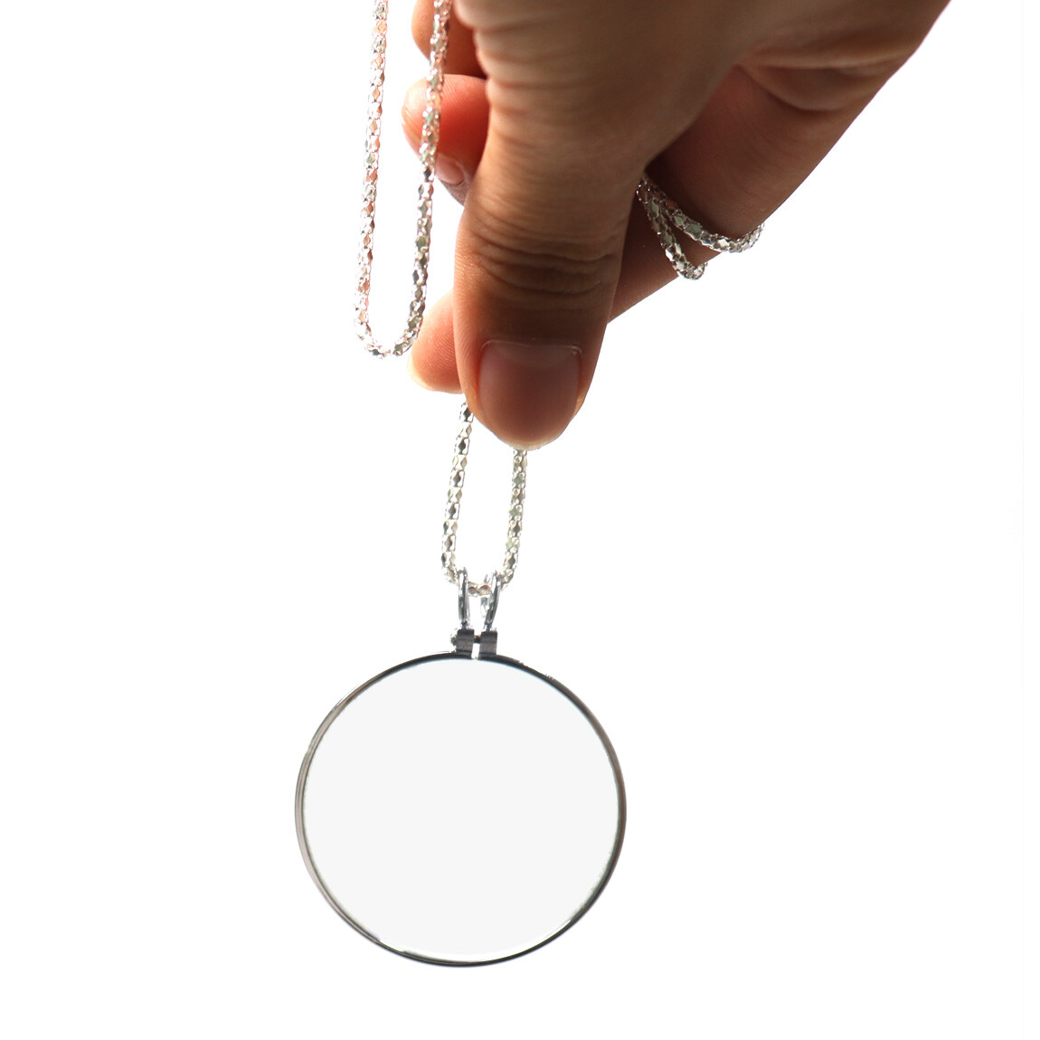 5x Magnifier Jewelry Lens Pendant Loupe Chain Monocle Necklace Magnifying Glass