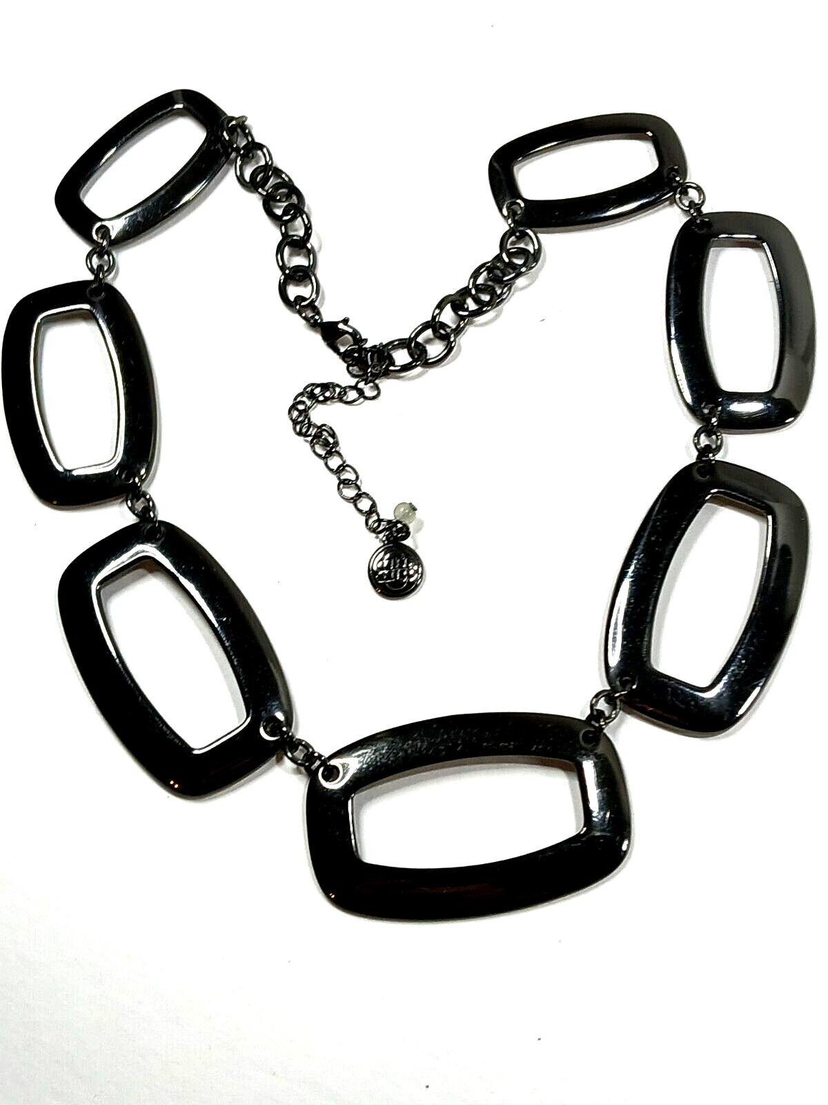 Bill Blass Necklace Open Rectangle Links Modern Geometric