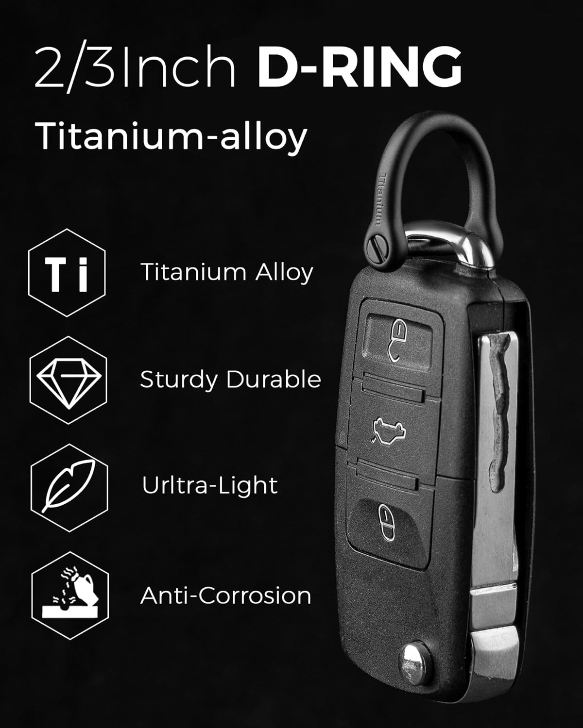 Key Rings with Screw Shackle – Heavy Duty Strong Titan Color: Black 2/3 Inch-1