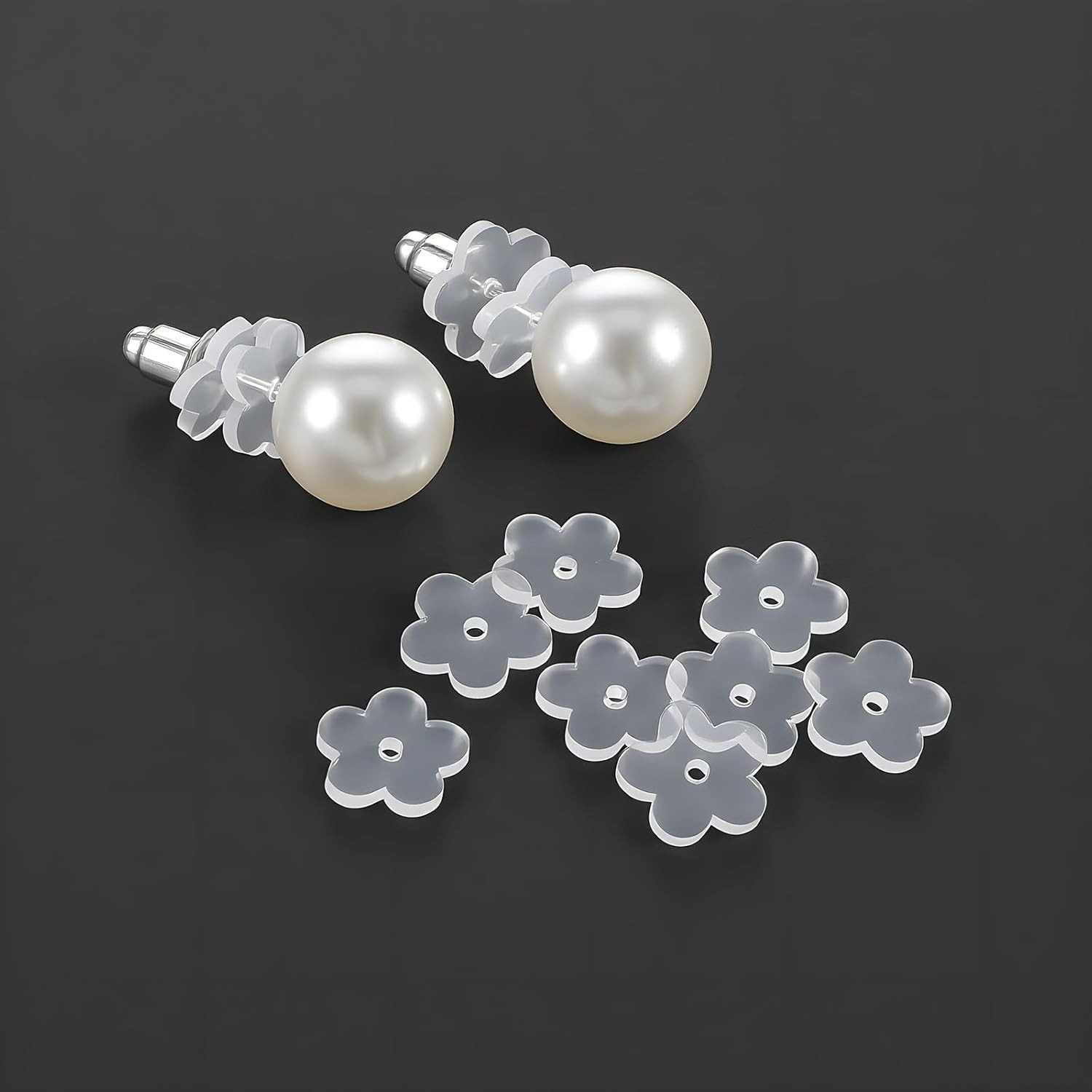 200pcs Ear Lobe Support Patches for Earrings Silicone Earring Backs Flower Shape