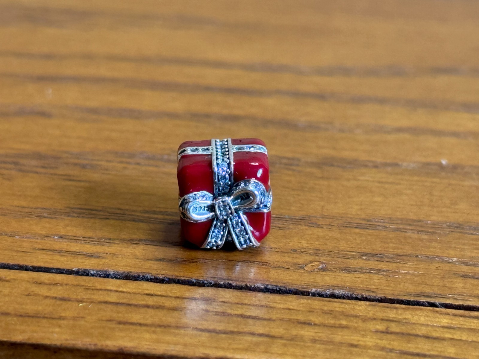 Authentic Pandora Sparkling Surprise Present Red Enamel CZ Charm