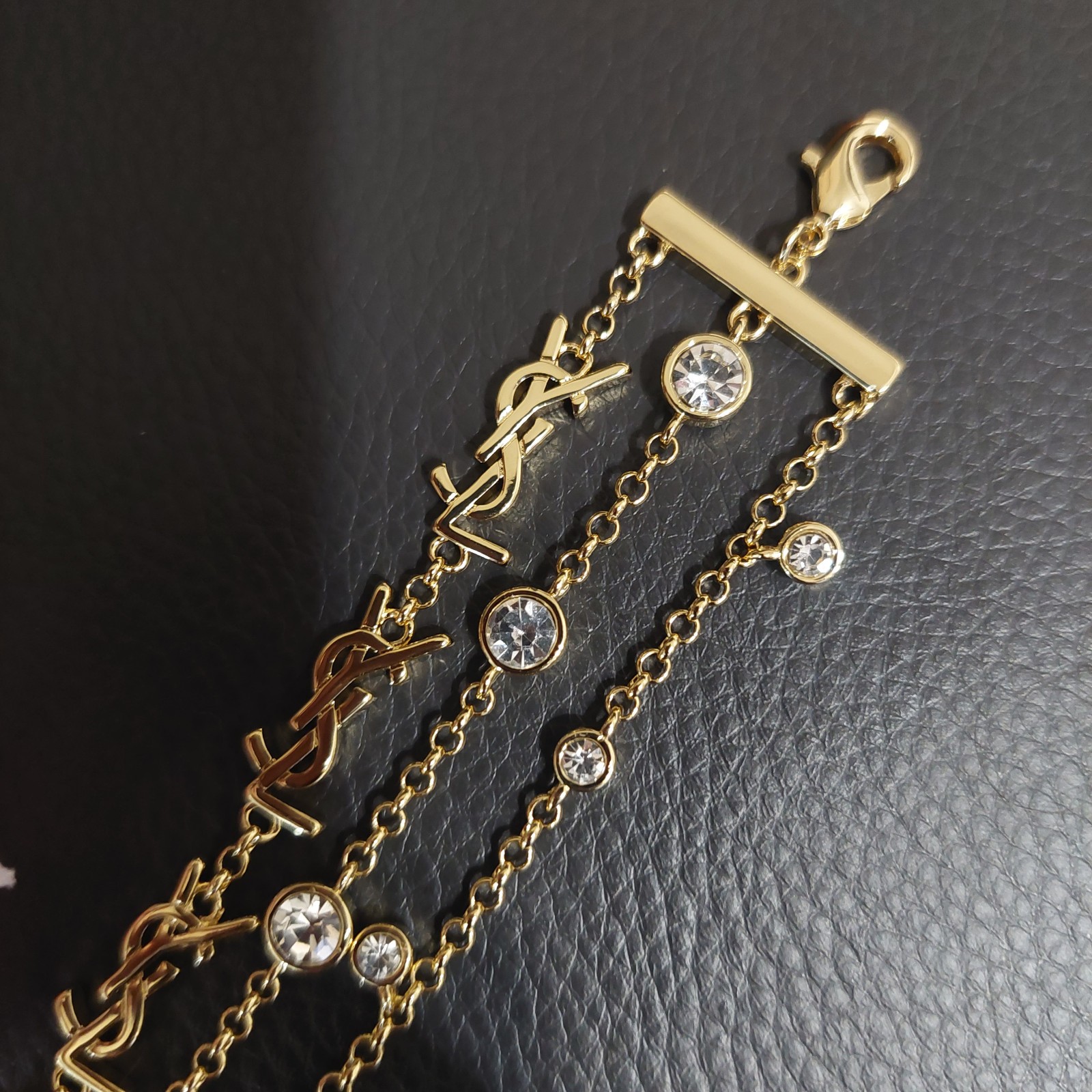 YSL Saint Laurent Cassandre Chain Logo Monogram Gold Bracelet