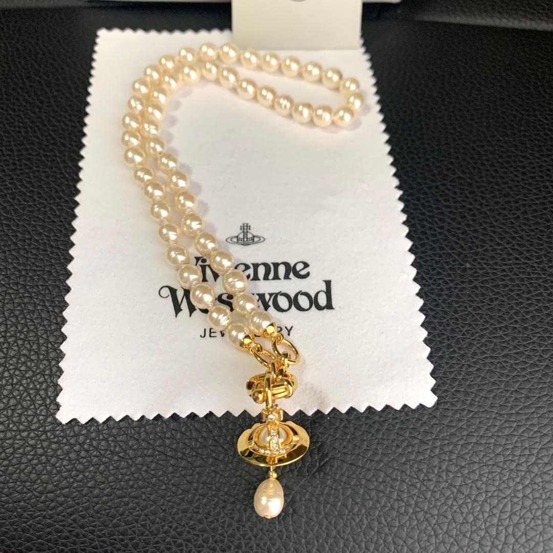 Vivienne Westwood Necklace ALEKSA Pearl Gold w/Pouch NO BOX