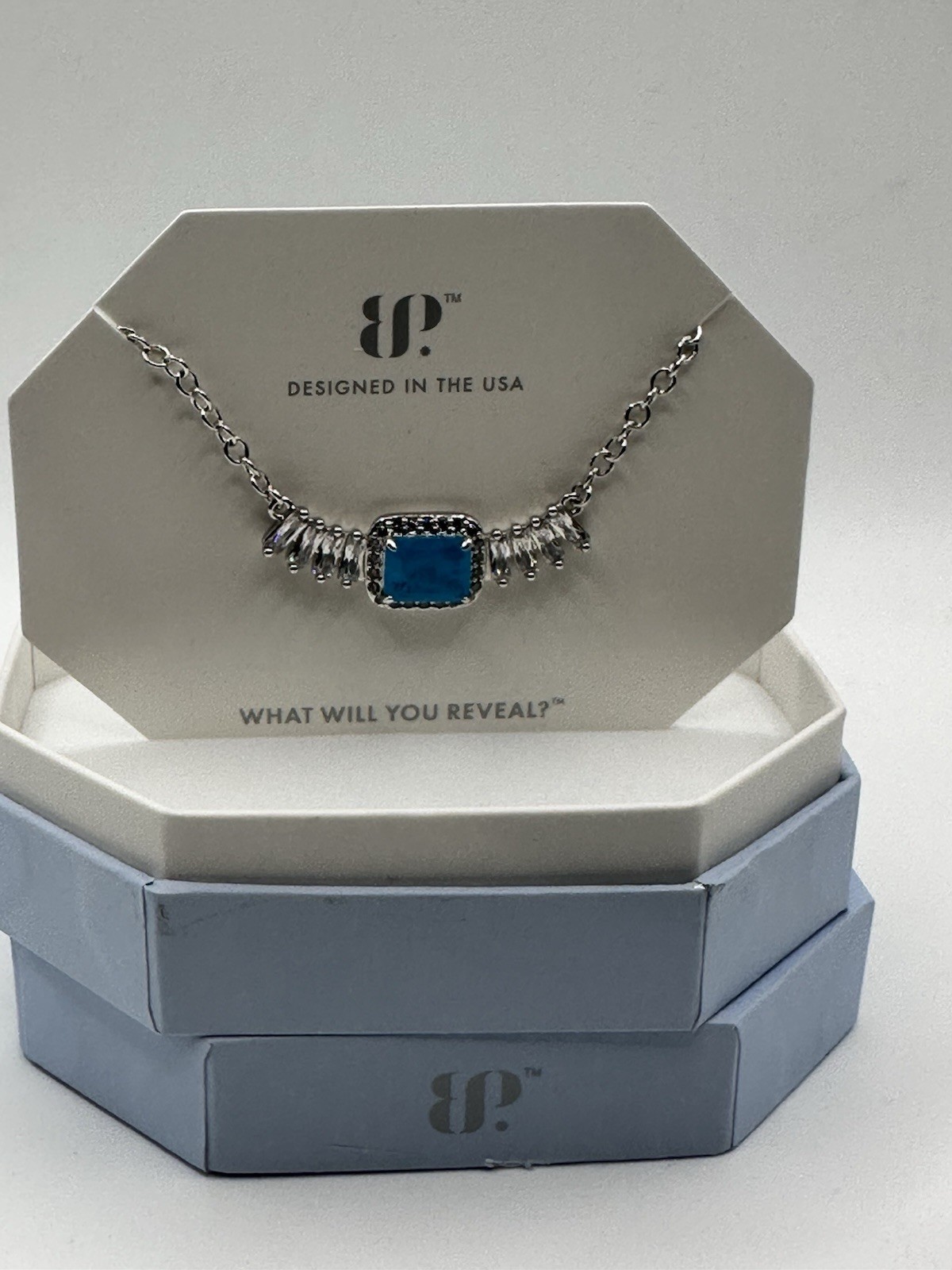 Bomb Party ‘Pale Dreams On The Horizon’ Nk56687 Aqua Blue Quartz OnRhodium