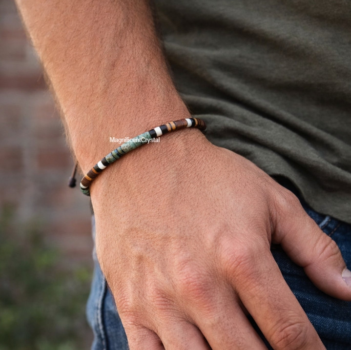 African Turquoise Tiger Eye Bracelet Growth Strength Reiki Healing Crystal Gift
