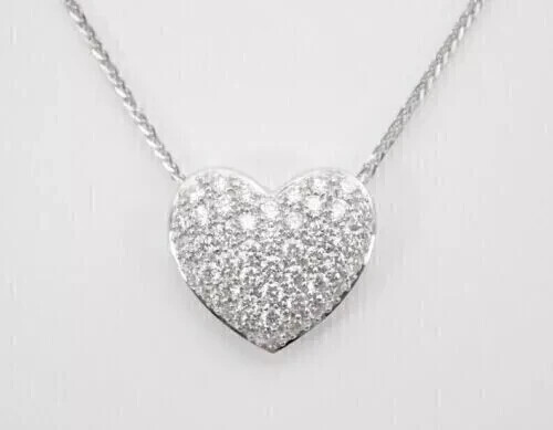 Round Cut Simulated Diamond 2 Ct Heart Pendant Necklace 14K White Gold Plated