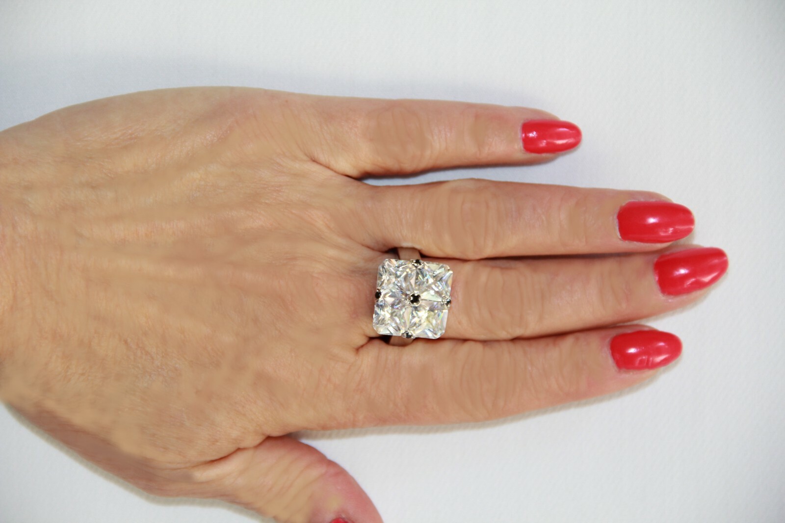 Gorgeous 16 Total Carat Cut CZ Quad Invisible Setting Sterling Silver Ring
