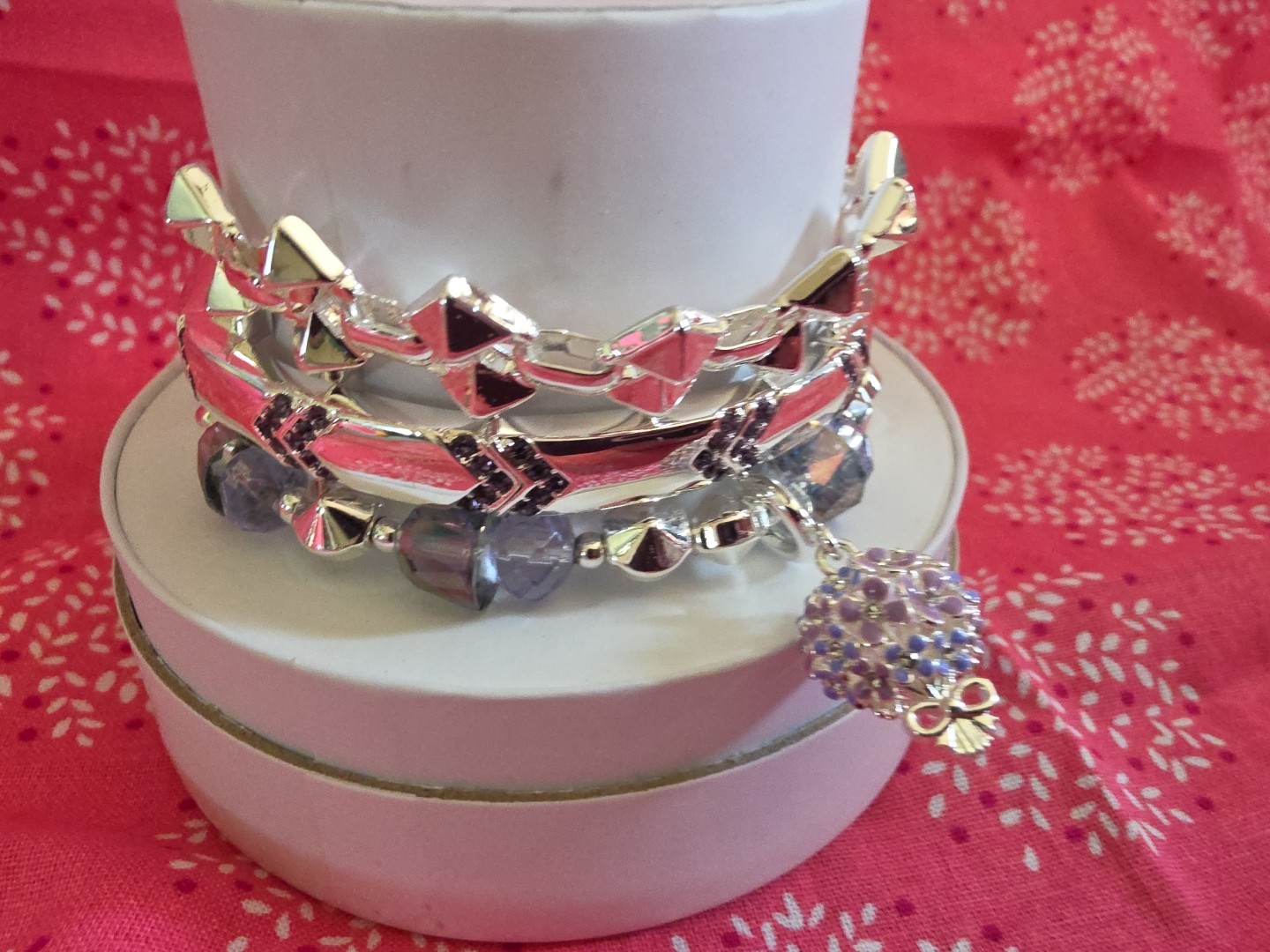 Ring Bomb Party Stacks ST29180 “Blooming Beauty” Silver/Removable Charms