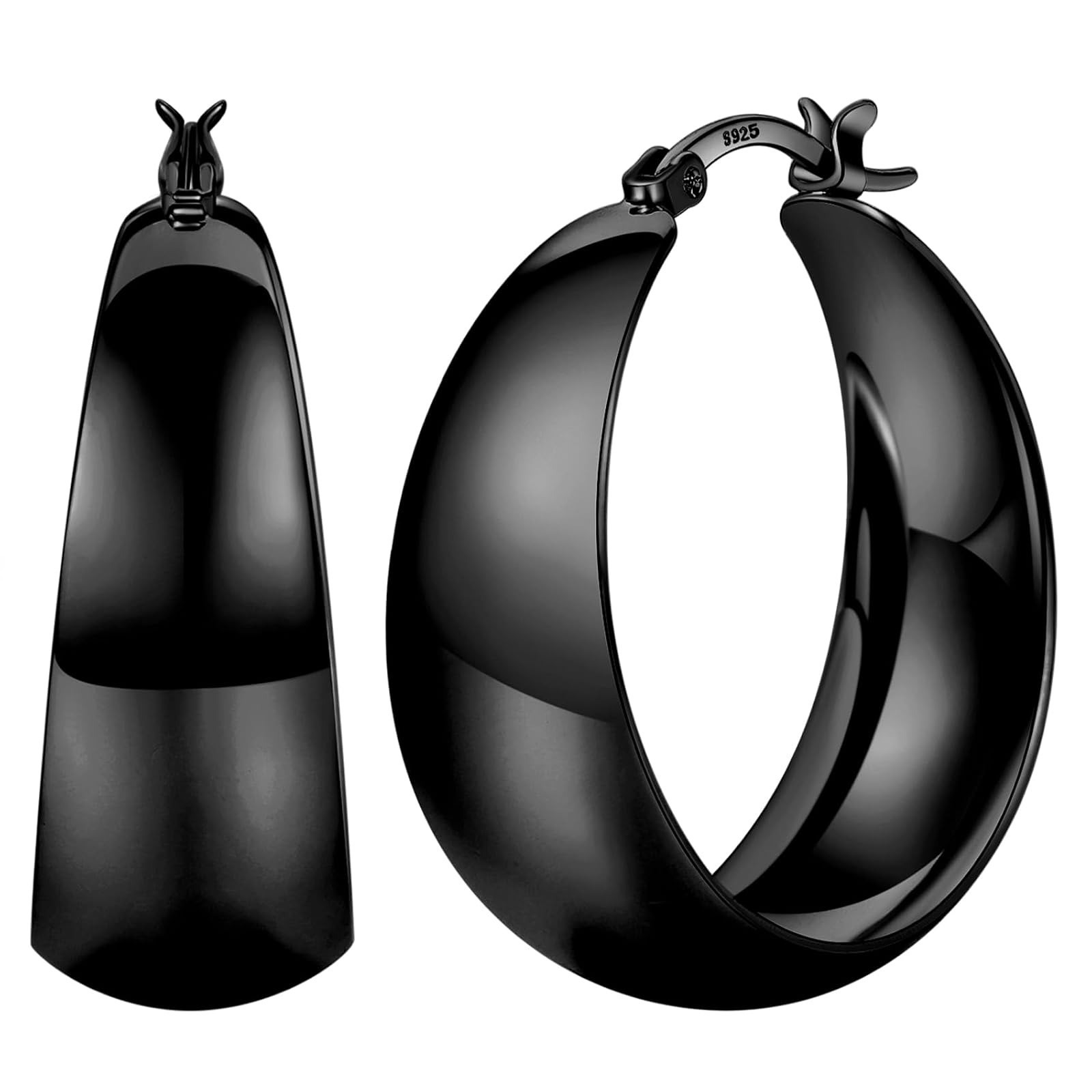 Senteria 12mm Thick Hoop Earrings 925 Sterling Silver Gold Plated