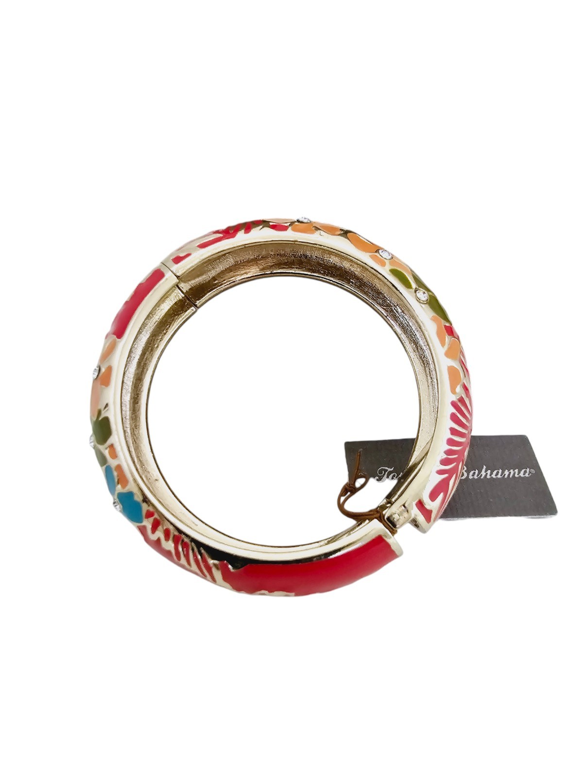 Tommy Bahama Burnt Coral Spotted Palm Enamel Bangle Bracelet NWT