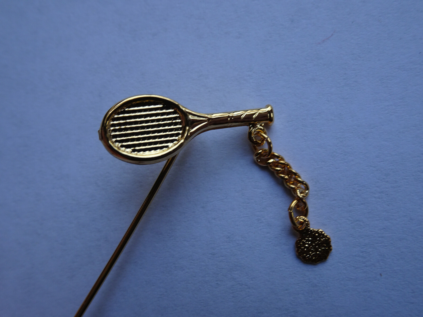 Tennis racquet w Ball 6x8mm Glue On Stick Pin Hamilton Gold Plated (Pkg 12) 1447