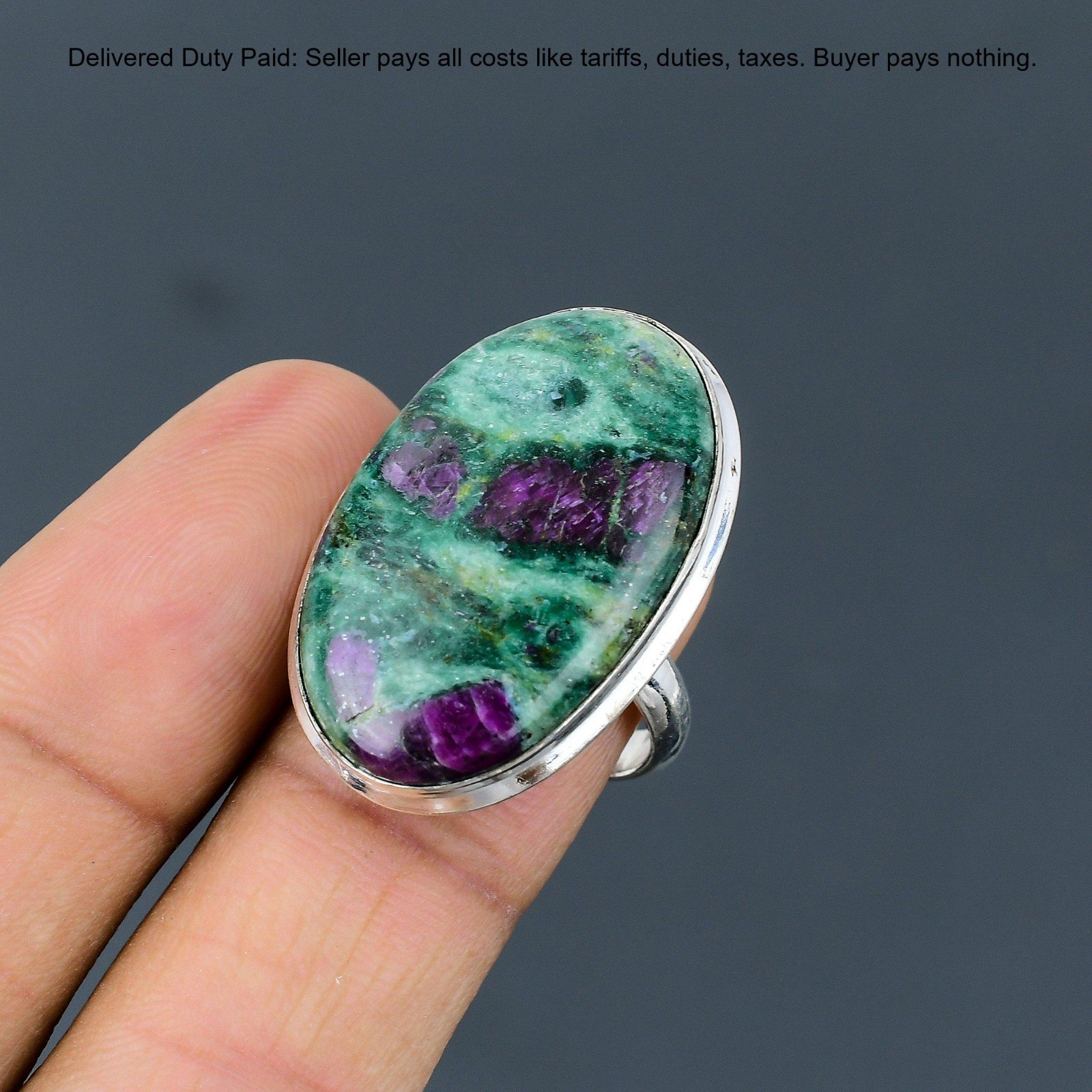 Valentines Deal Natural Ruby Fuchsite 925 Sterling Silver Promise Ring Jewelry