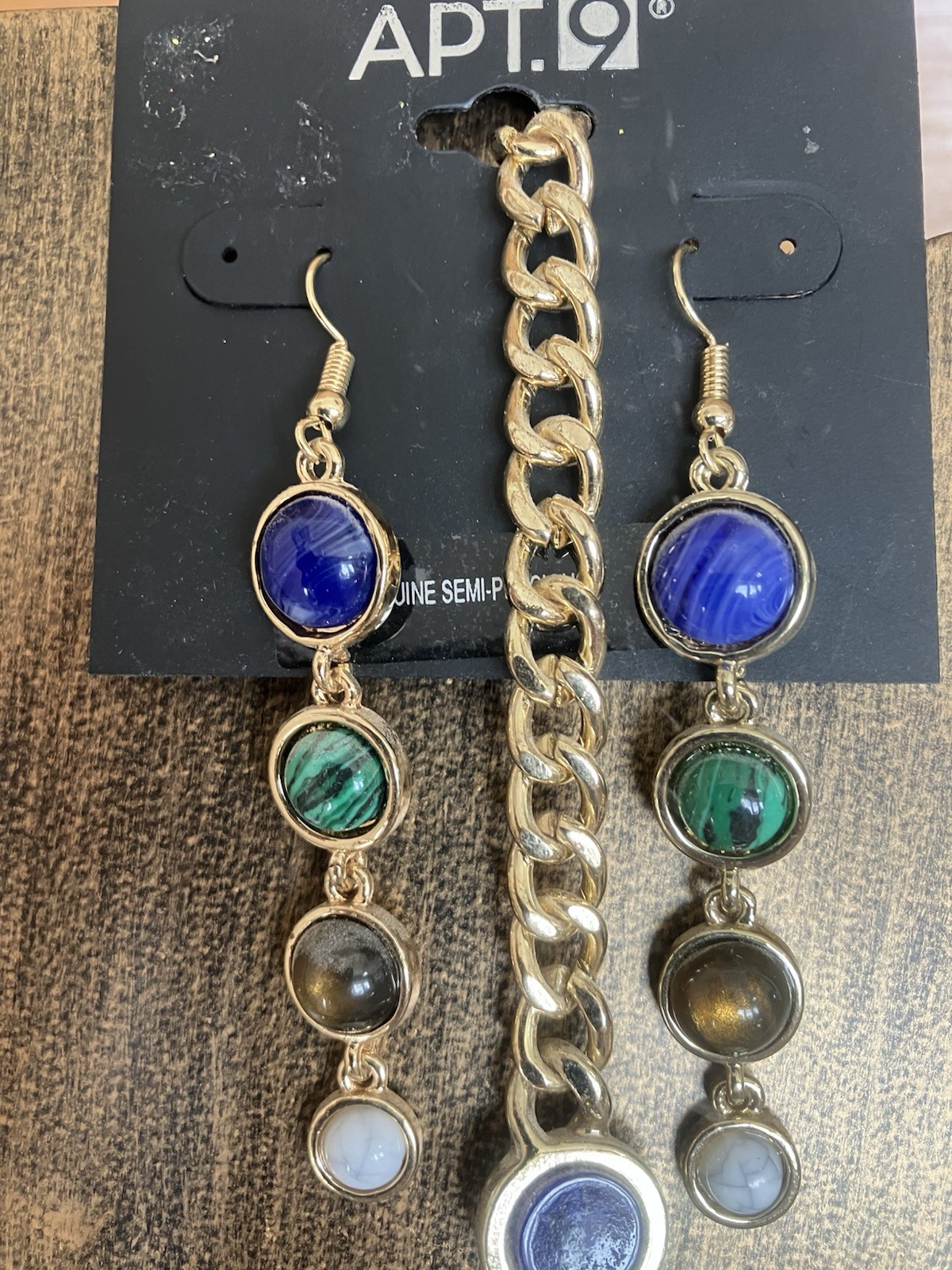 APT 9 Round Semi Precious Stone Necklace & Earrings