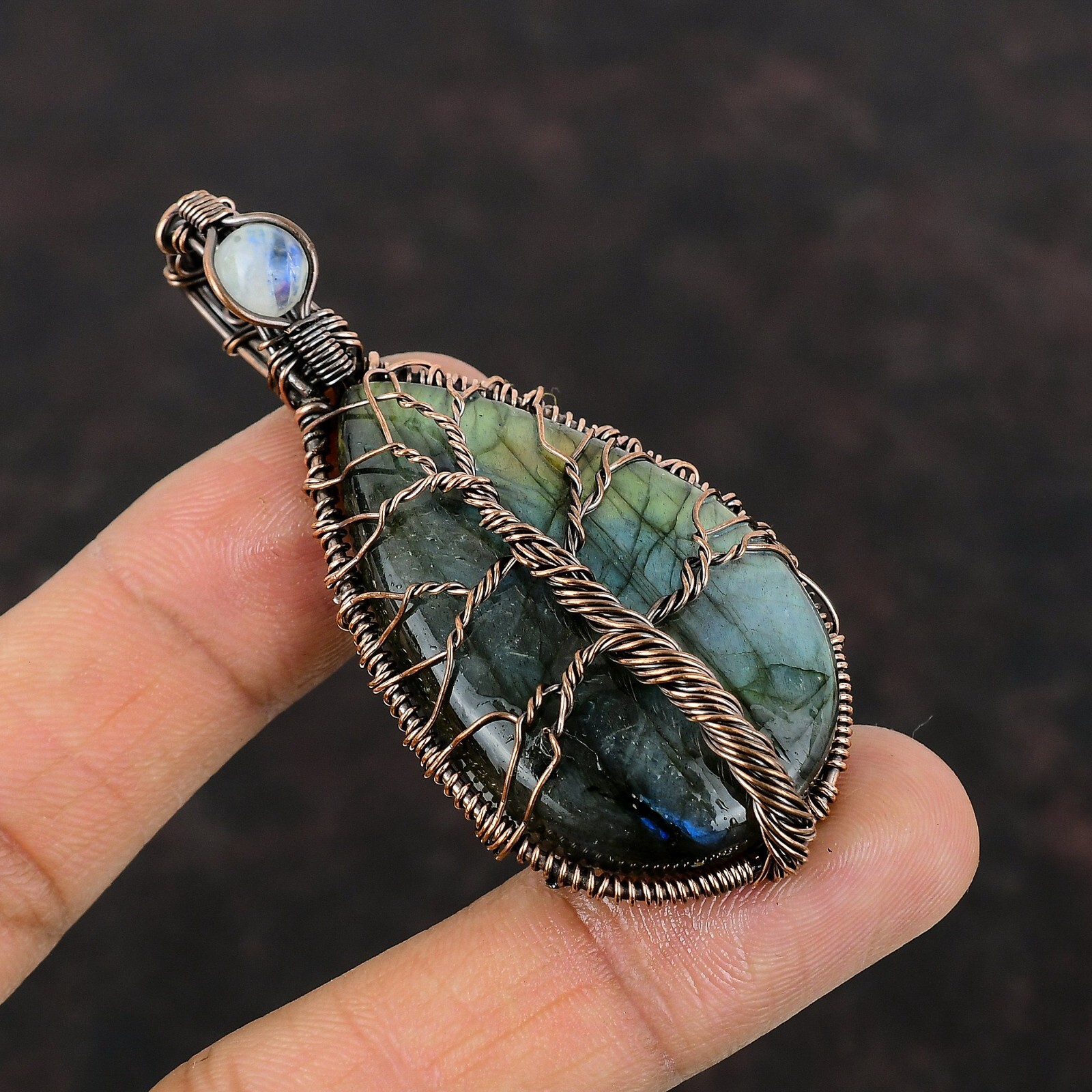 Labradorite Copper Gift For Love Wire Wrapped Tree Of Life Pendant 2.76″