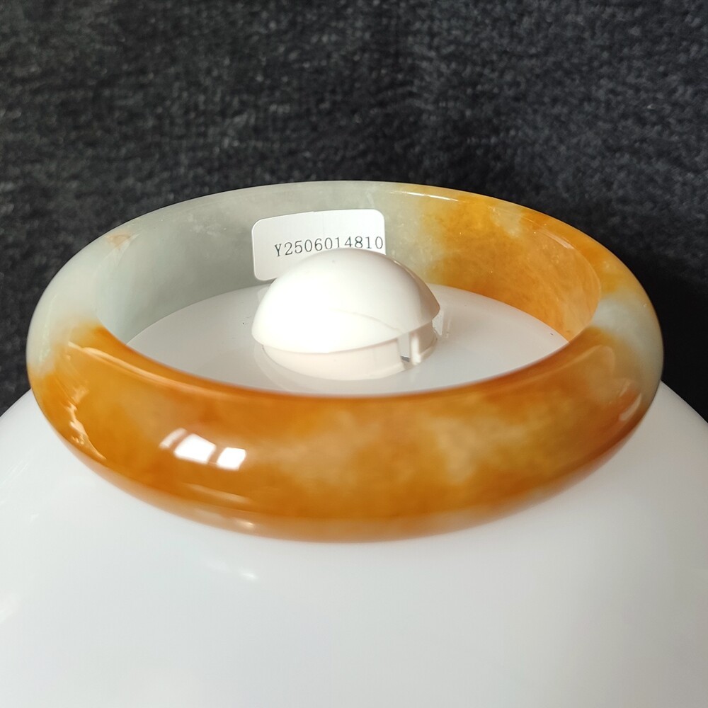 Certified Grade A Yellow 59mm Natural Burma Jade jadeite Bangle Bracelet 4810