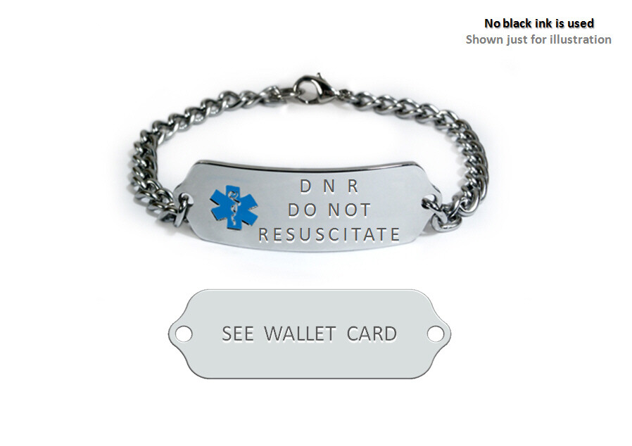 DNR DO NOT RESUSCITATE Medical Alert ID Bracelet. Free medical Emergency Card
