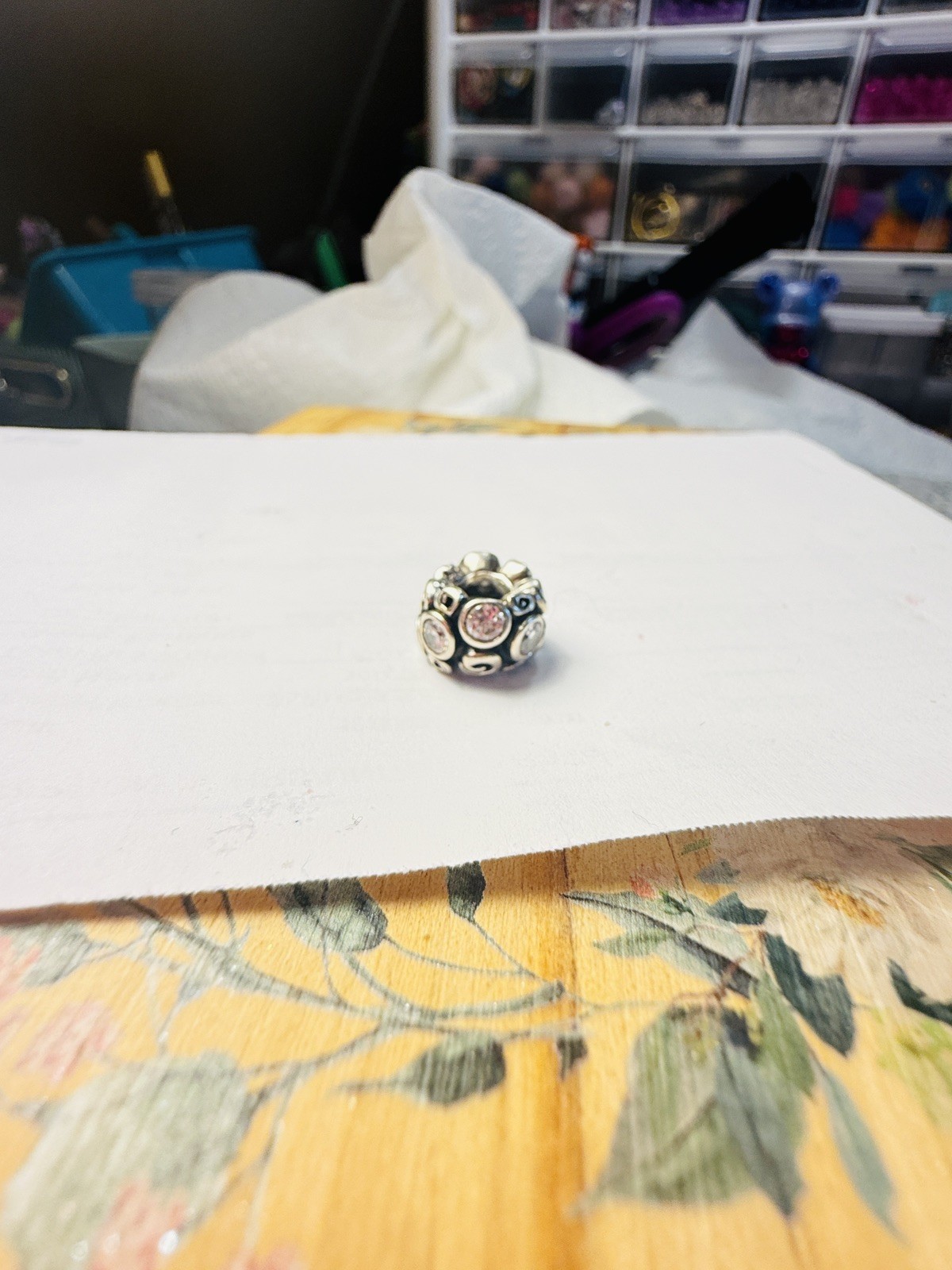Pandora Spot & Swirl Clear Primrose Path Charm #790330CZ Genuine Ale