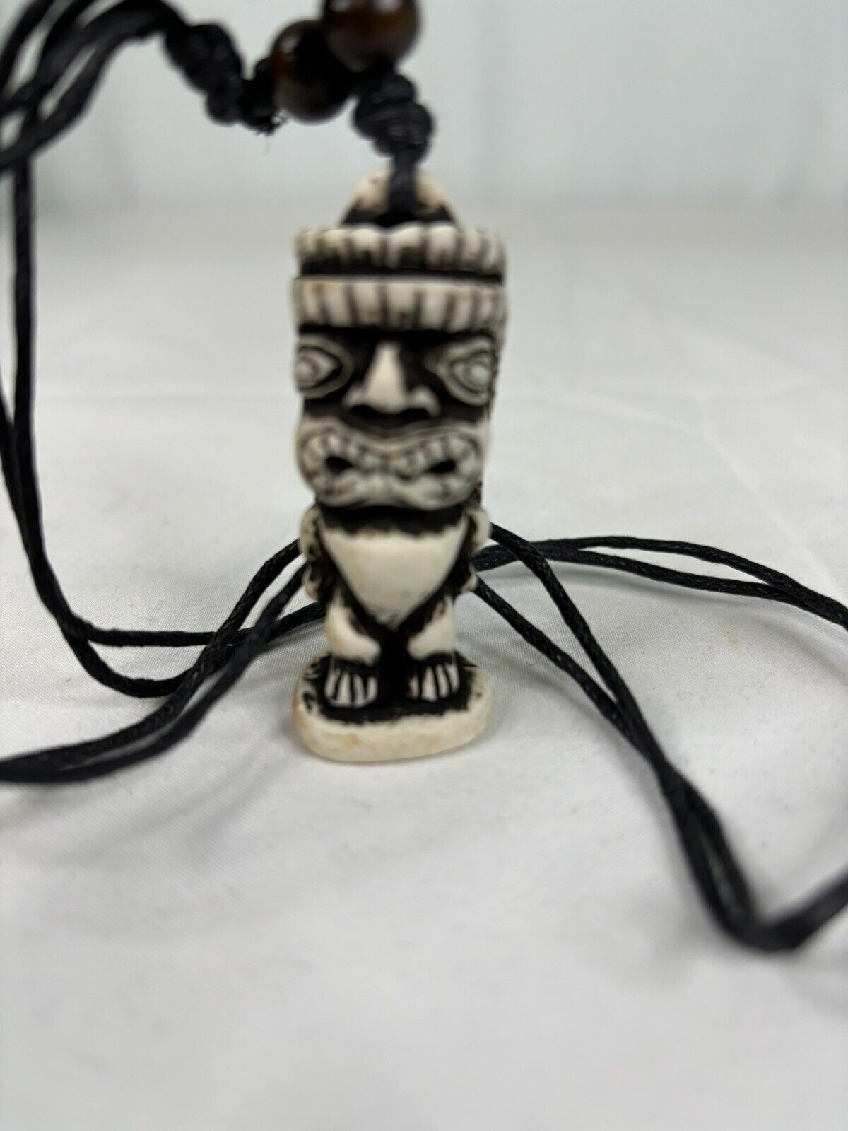 Tiki Necklace Pendent Adjustable Cord Resin Tiki God/Idol Guy Hawaiian Surfer 1