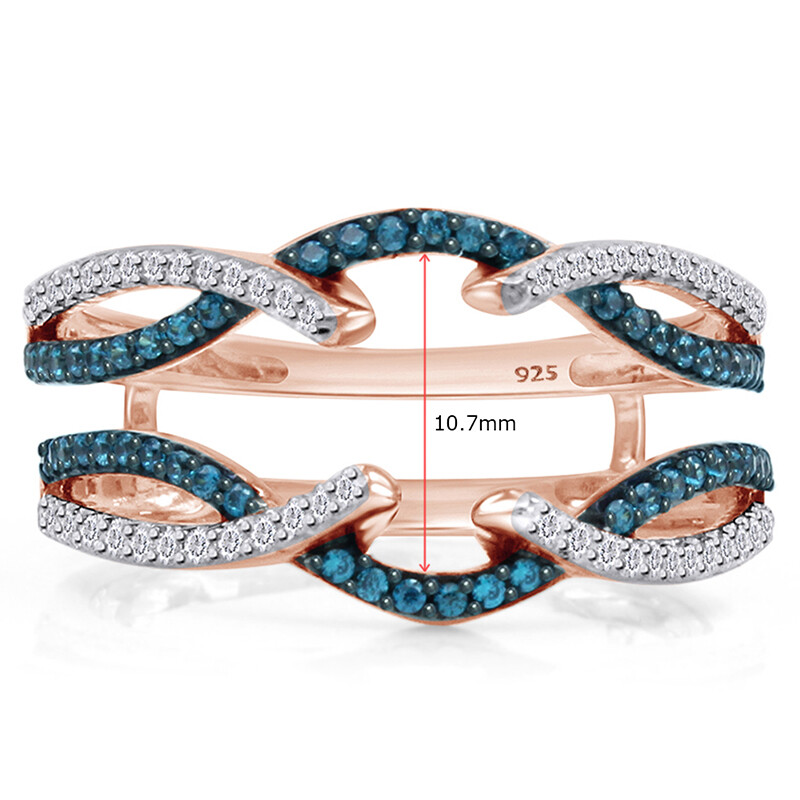 0.5 Ct Round Cut Blue Enhancer Ring In Sterling Silver