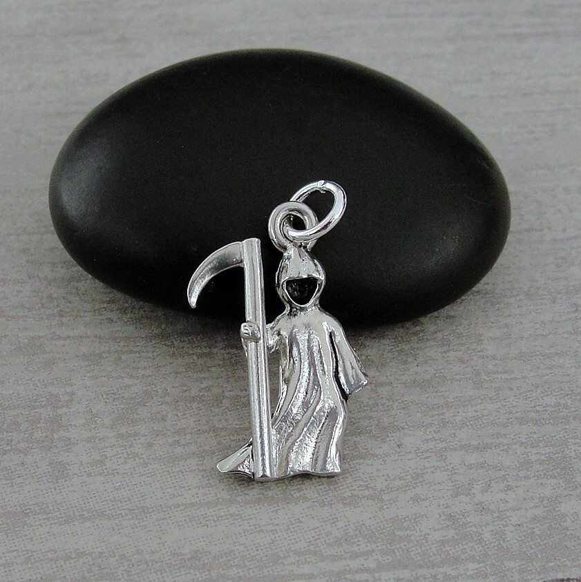 Silver Grim Reaper Charm – Angel of Death Charm – Halloween Charm Jewelry