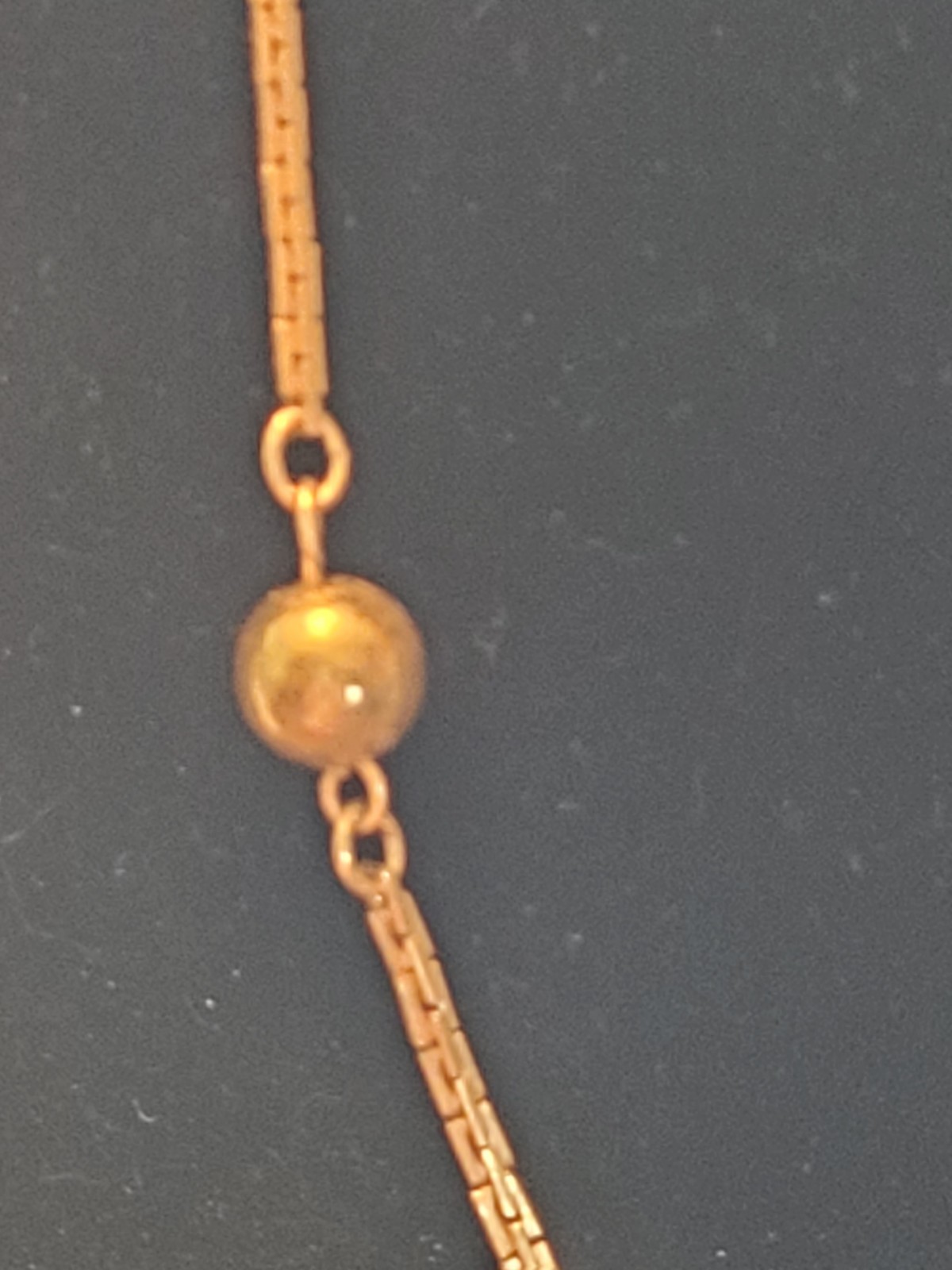 Vintage Avon Gold Tone Station Necklace Beaded Chain Signed 26″ Long Minimalist