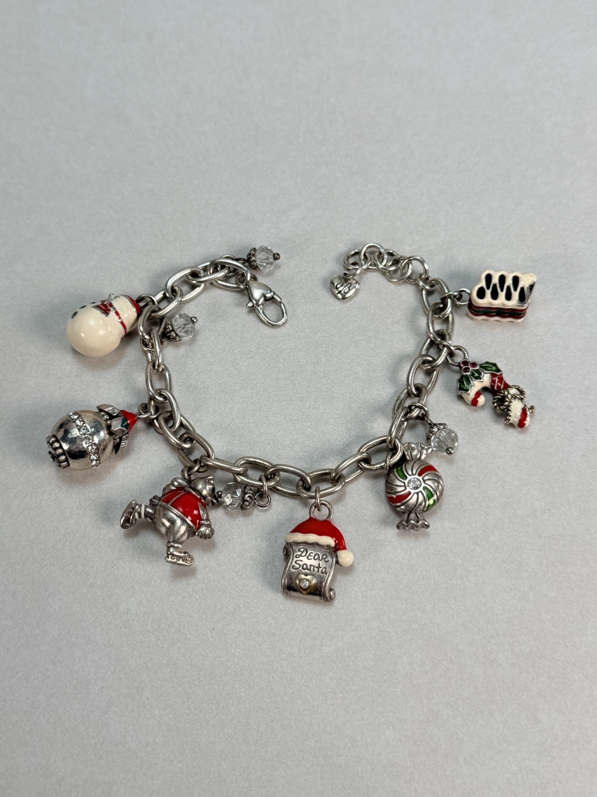 Brighton Christmas Charm Bracelet Silver Plated Santa Snowman Holiday