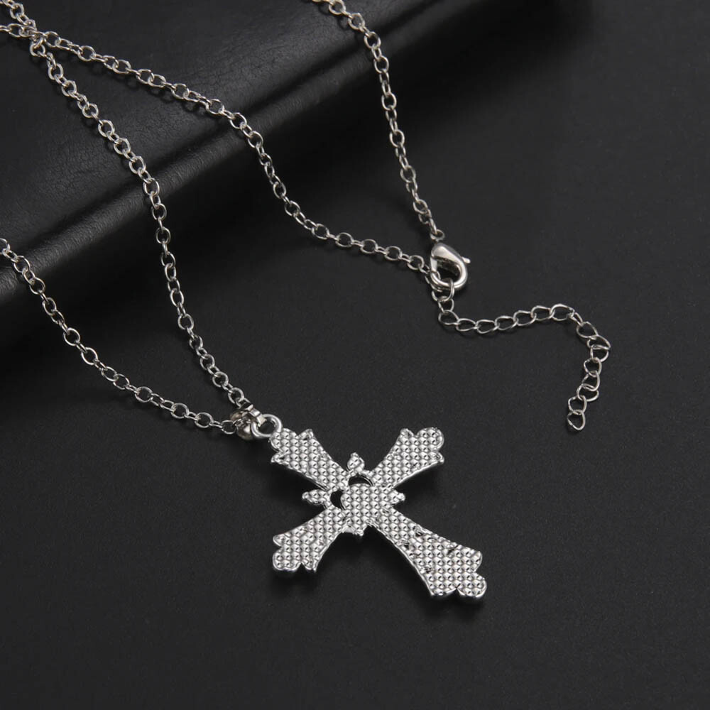 Sparkling Crystal Cross Pendant Necklace – Zinc Alloy, 18″ Chain, 2 Colors