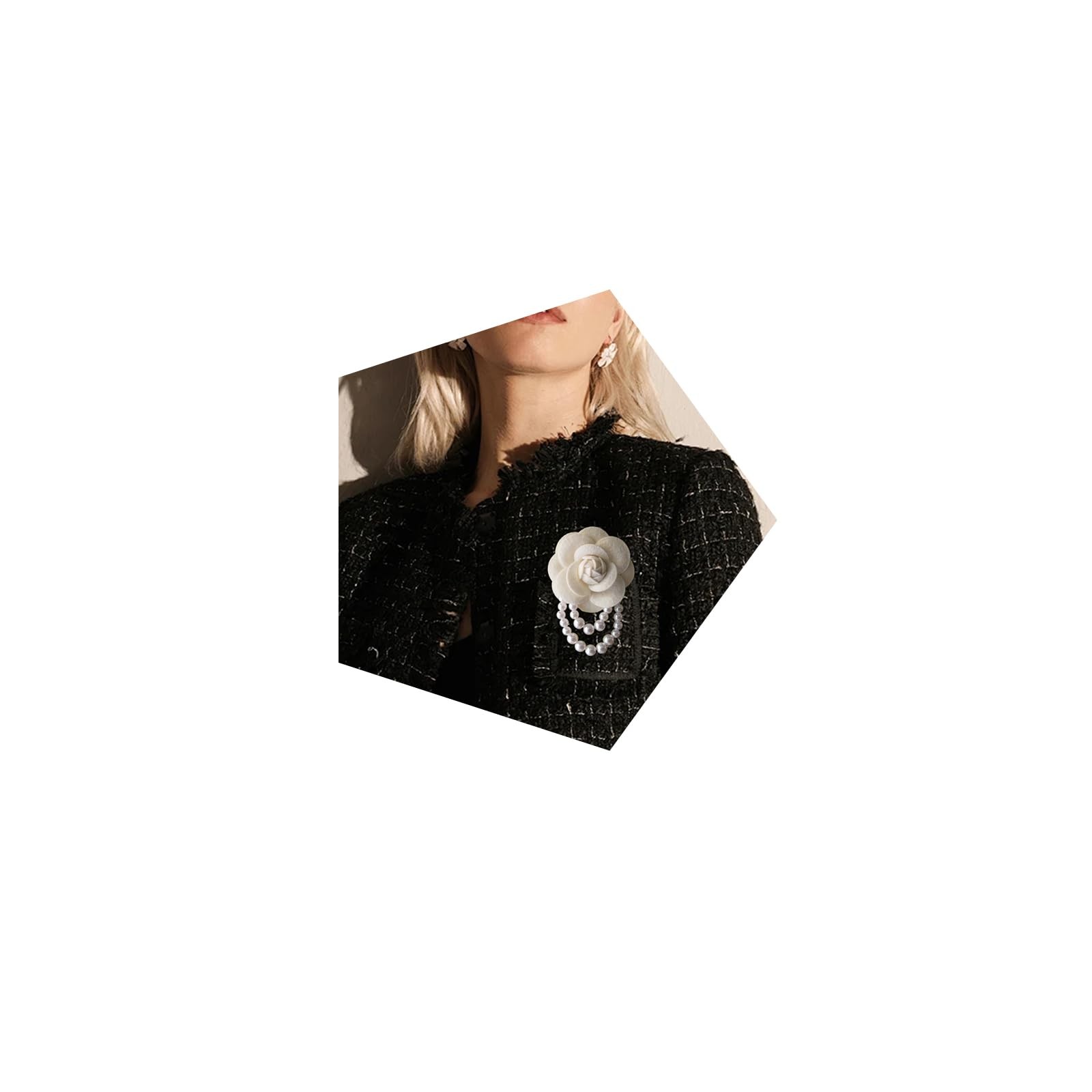 Elegant Fabric Camellia Flower Brooch Pins for Women,Vintage Pearl Tassel Cor…
