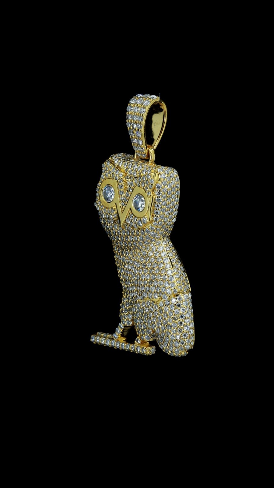 Luxury Owl Pendant Real Moissanite Diamond 925 Sterling Silver Gold Hip Hop Jewe