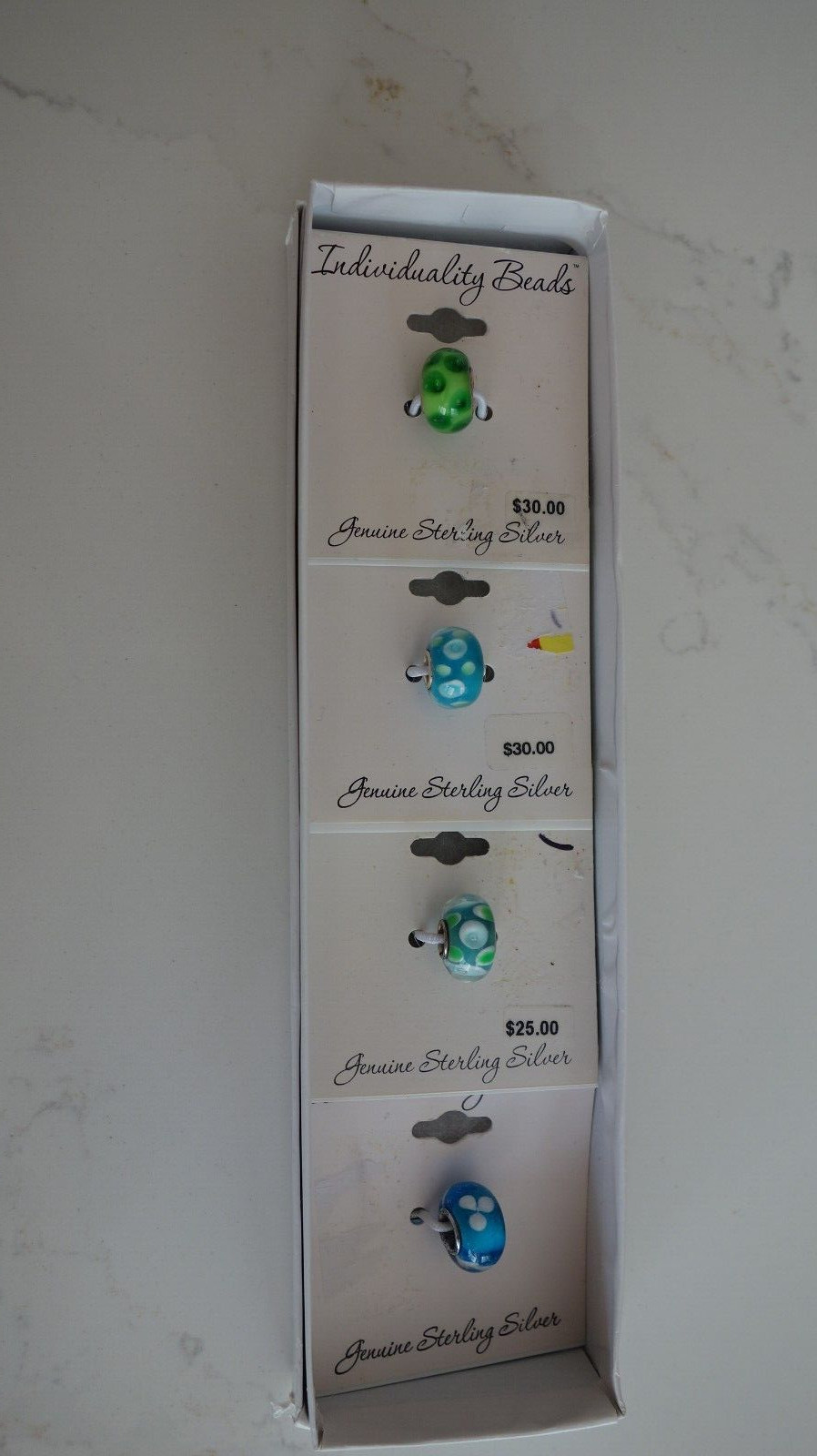 Individuality Beads Genuine Sterling Silver Green/Blue Shades $30 each