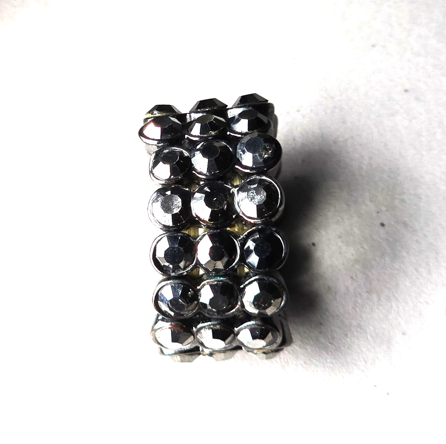 Black Crystal Pave Stretch Dome Ring Elastic Adjustable Costume