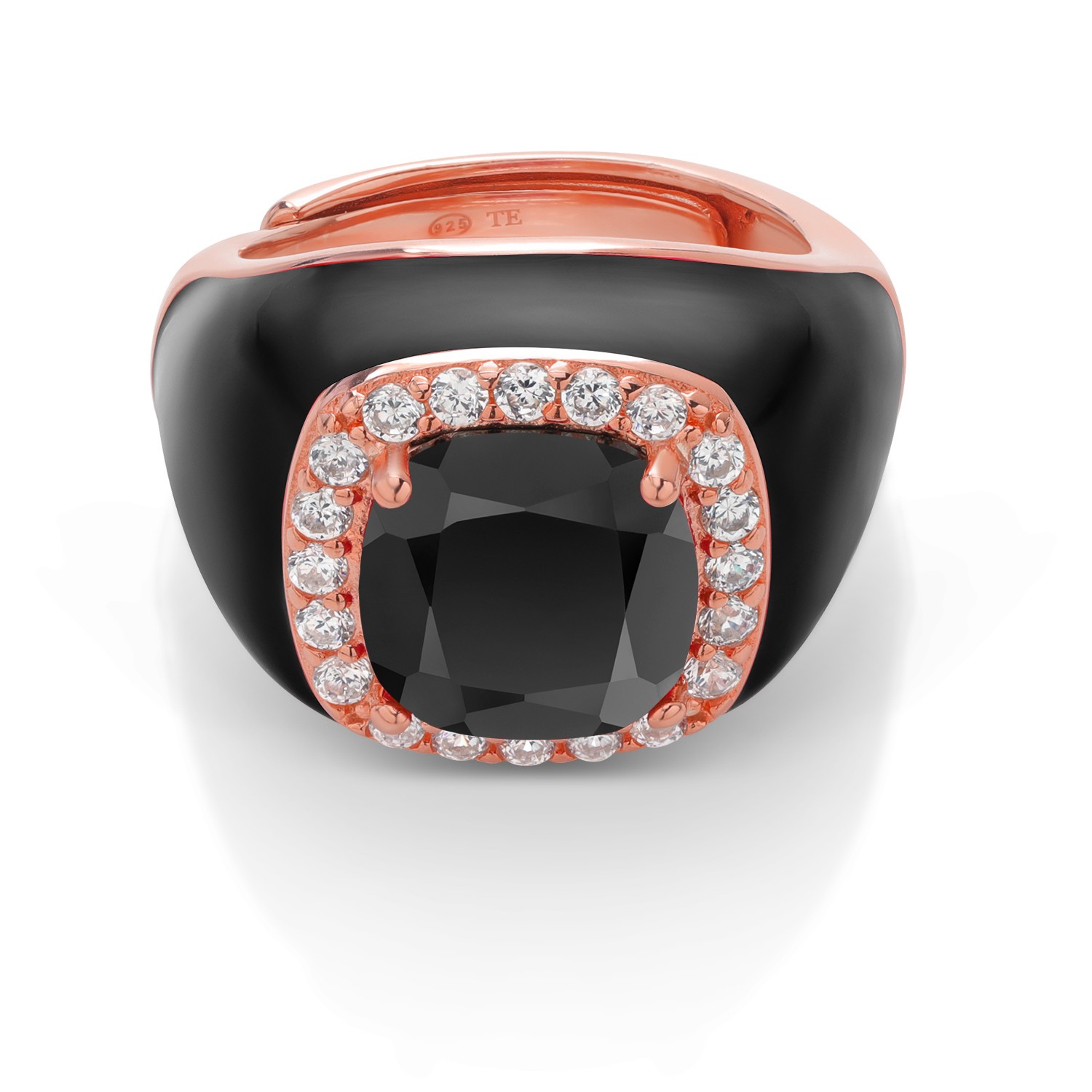 Made In Italy 18K Rose Gold Plated Silver 10MM Black Simulated Onyx and White